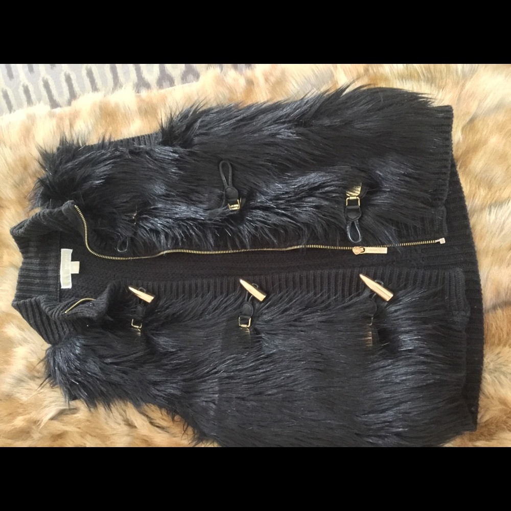 Michael Kors faux fur and knit vest